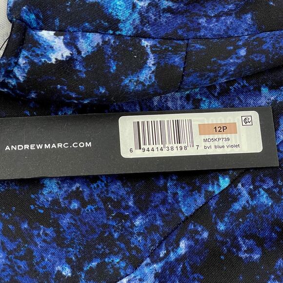 Andrew Marc New York Blue Violet Dress 12P 12 Petite New Sleeveless Fit & Flare - Picture 9 of 11
